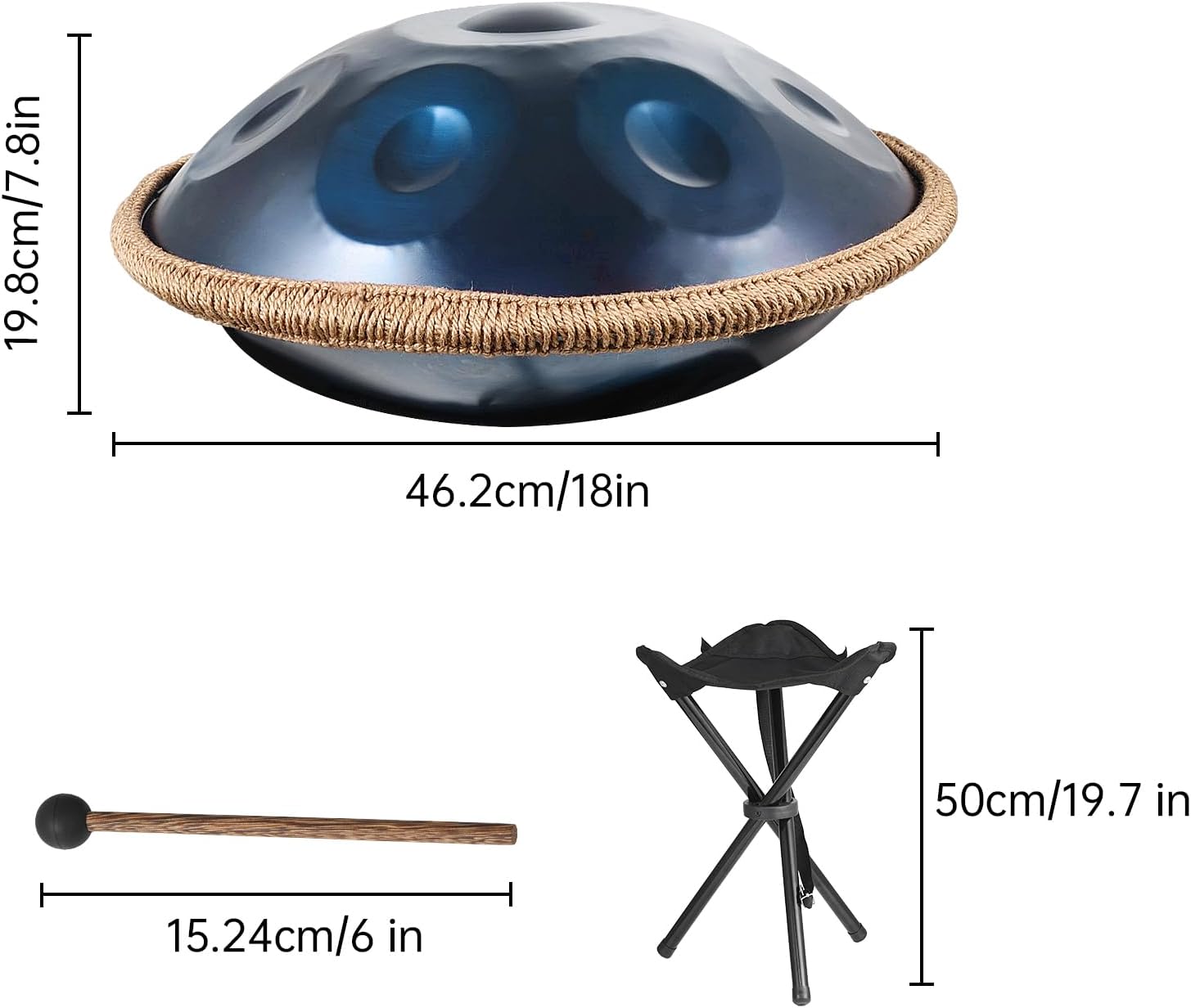 Handpan Drums Sets,G Minor 18 Inches Steel Hand Drum,Stainless Steel Pan Drum Metal Percussion Instruments With Soft Hand Pan Bag,2 Handpans Mallet,Handpans Stand,cleaning Cloth(9 Notes,440hz)