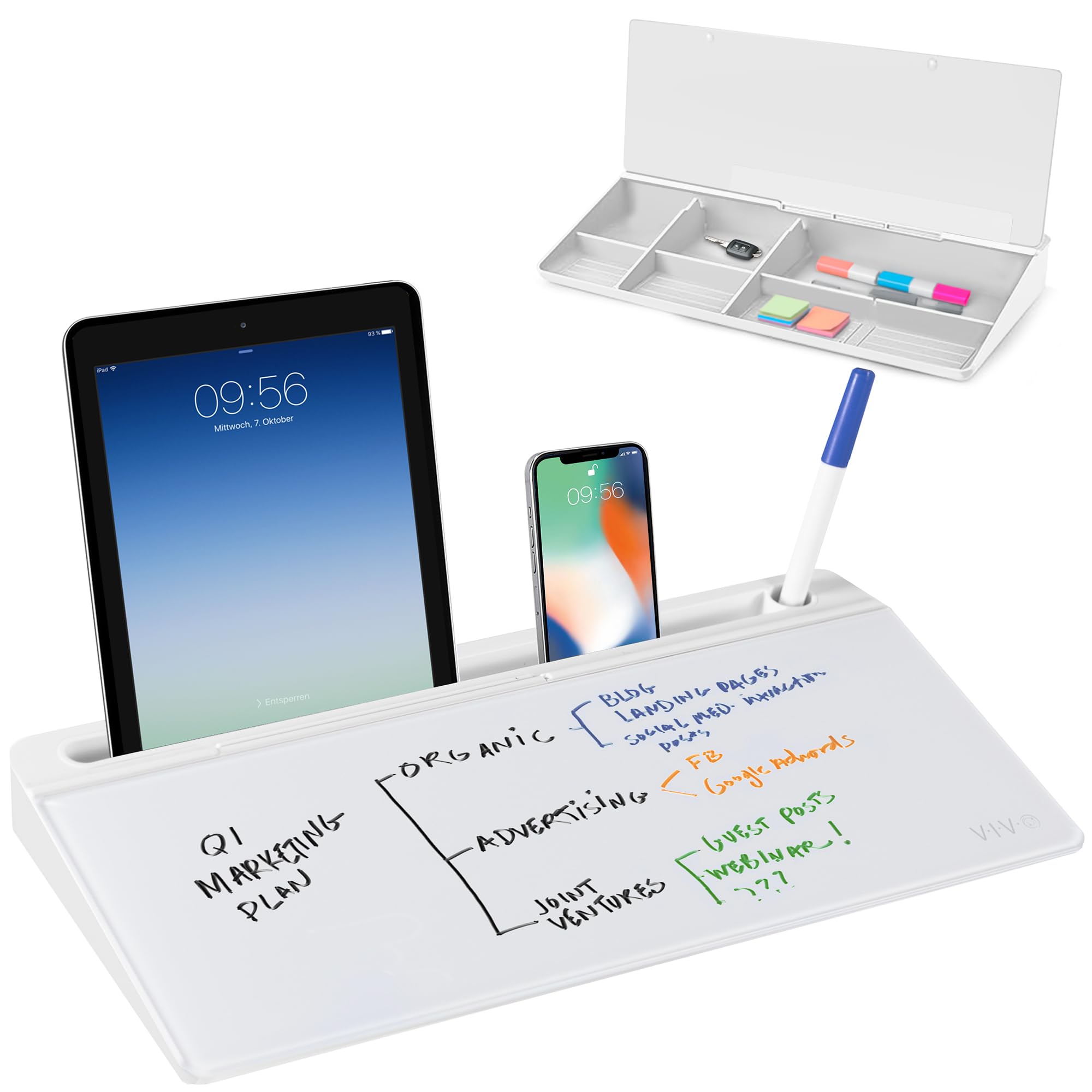 Amazon.com : VIVO Glass 16 x 7 inch Dry Erase Board with Storage