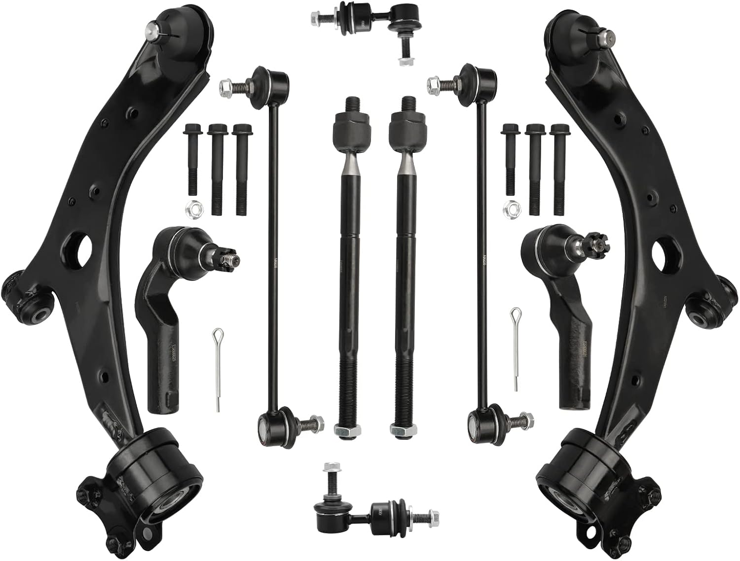 BRTEC Lower Control Arm w/Ball Joints Inner Outer Tie Rods Sway Bar Links 2004 2005 2006 2007 2008 2009 for Mazda 3 2006-14 for Mazda 5 Suspension Set 10pcs(Non-Turbo)