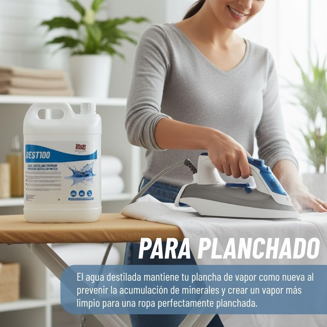 Acqua distillata pura al 100% da 5 l, ideale per batterie, ferri da stiro, umidificatori, pulizia, motori, CPap, laboratori. Acqua demineralizzata, acqua deionizzata. conducibilità inferiore a 1