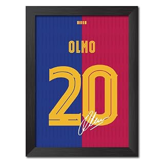 TenorArts Dani Olmo Poster Frame Barcelona Jersey Laminated Photo Print Signature Framed Painting with Matt Finish Black Frame (12 inches x 9inches)