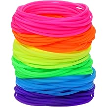 Silicone Jelly Hair Tie Bracelet 30Pcs Adult Size Retro Solid Neon 80s Style Costume Wrist Band Elastics for Men Women Party Favors (30)