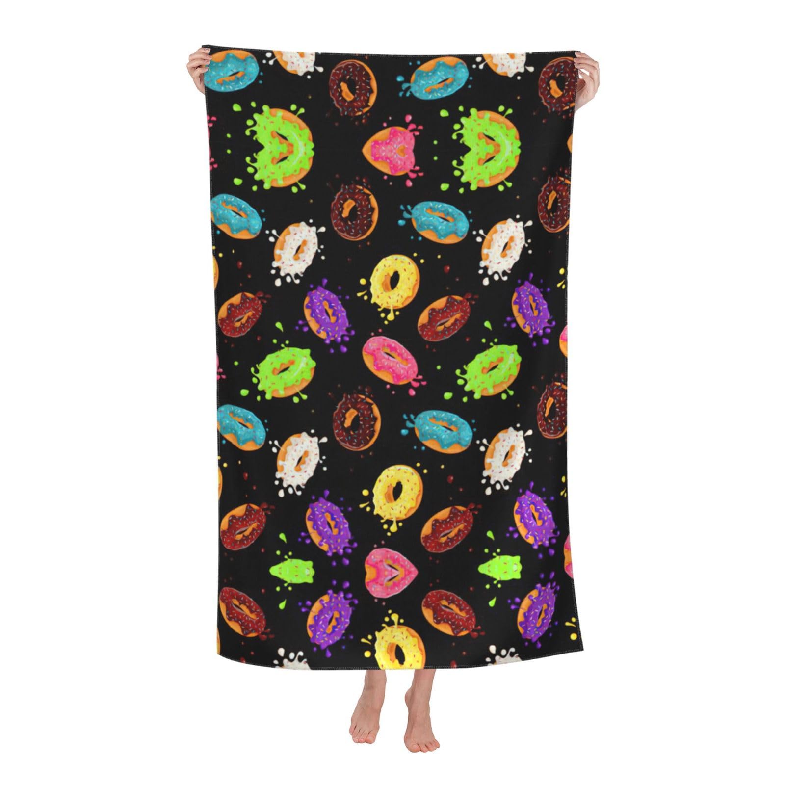Oazcvbnn Women's White Donut Print Adult Beach Towel Summer Travel Pool Vacation Swimming Fitness Outdoor Adventures