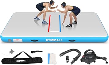 Wrestling Mat Inflatable 5FT/6.6FT/8FT/10FT/13FT/16.5FT, Foldable 4" Thick Jiu Jitsu Mats for Home Outdoor Indoor, Waterproof PVC Mat for Gymnastics, Water Yoga, PE Training, BJJ, MMA, Grappling