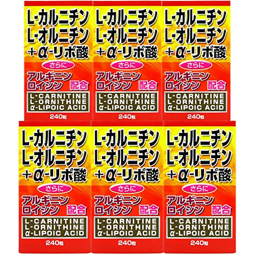 L-オルニチン+L-カルニチン+α-リポ酸 240粒x6個セット