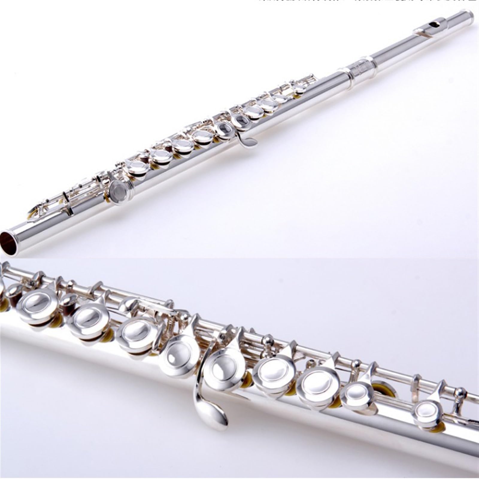 Classic Flûte Traversière Flûte Courbée À 16 Trous Fermés Clé C Flûte Plaquée Argent En Cuivre Blanc Avec Clé E