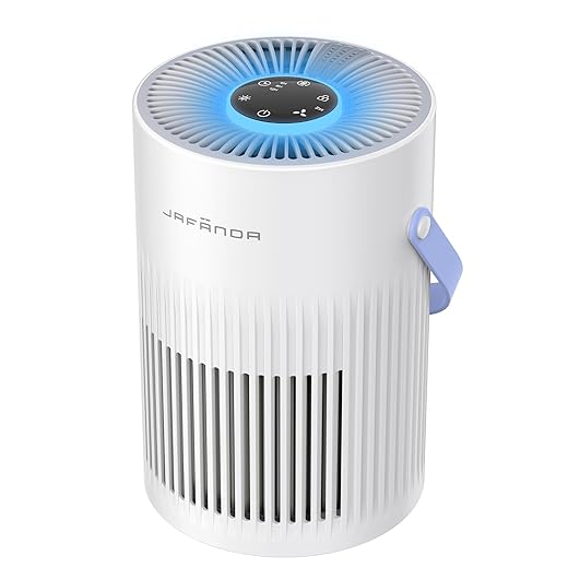 Air Purifiers for Bedroom, Jafända Pet Hair Air Purifier, Max 650 ft², 3-in-1 Filter, H13 HEPA Air Filter, 20dB Quiet Sleep Mode, 7-Night Light, Portable Handle for Home, Remove Dust, Smoke, Odor