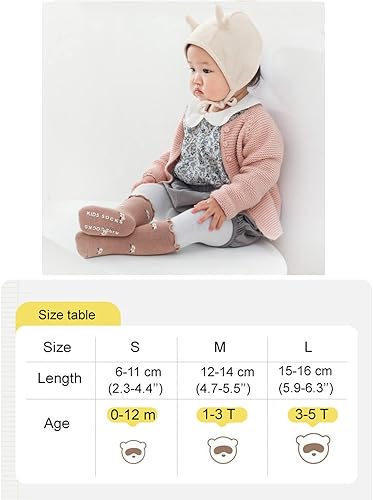 Miniatura 7 de BEHELE Calcetines antideslizantes para bebé, calcetines para niños pequeños, cálidos, gruesos, antideslizantes, para niñas, niños, recién nacidos, 5