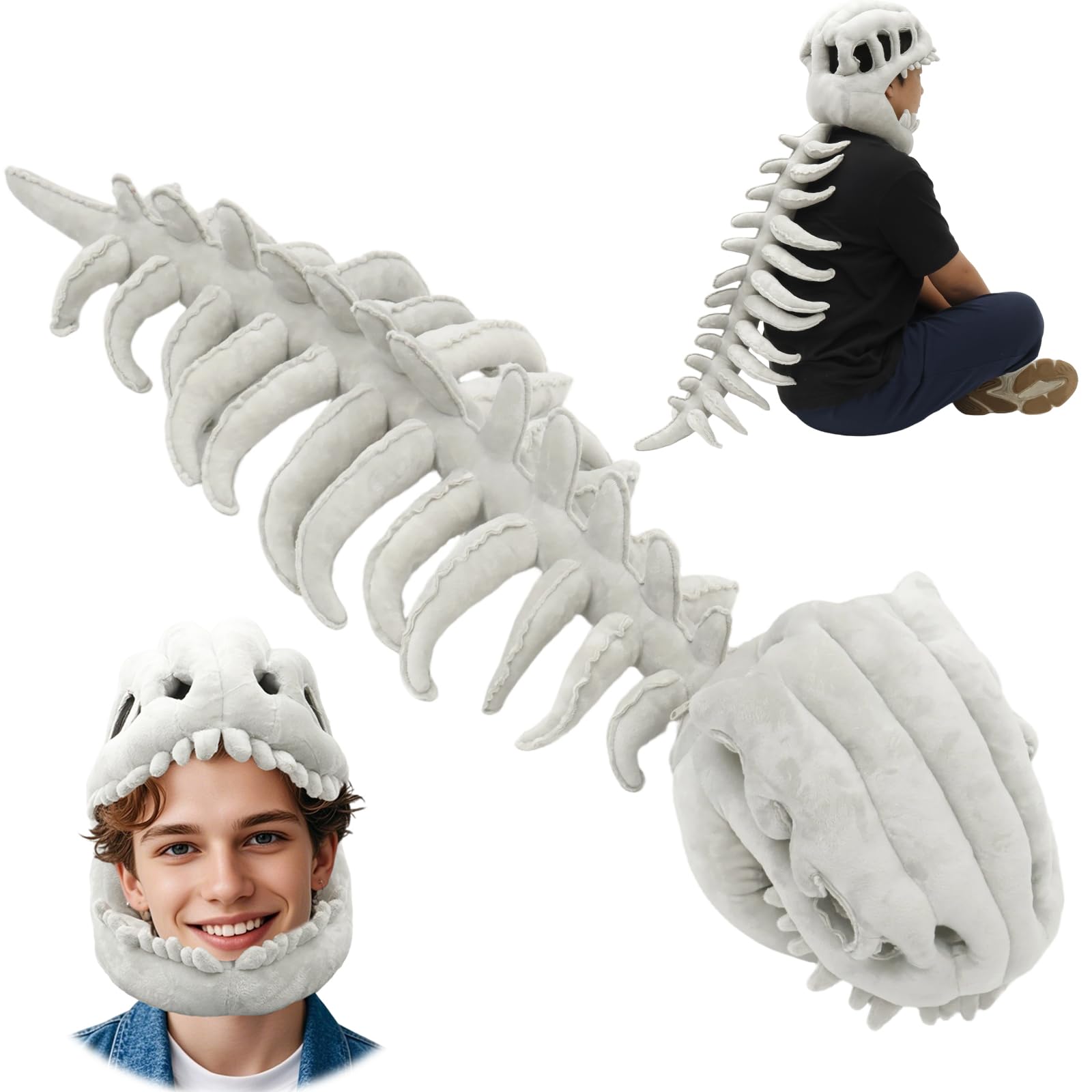 3D Wearable Dinosaur Skeleton Costume Set, Spinosaurus Plush Dino Outfit