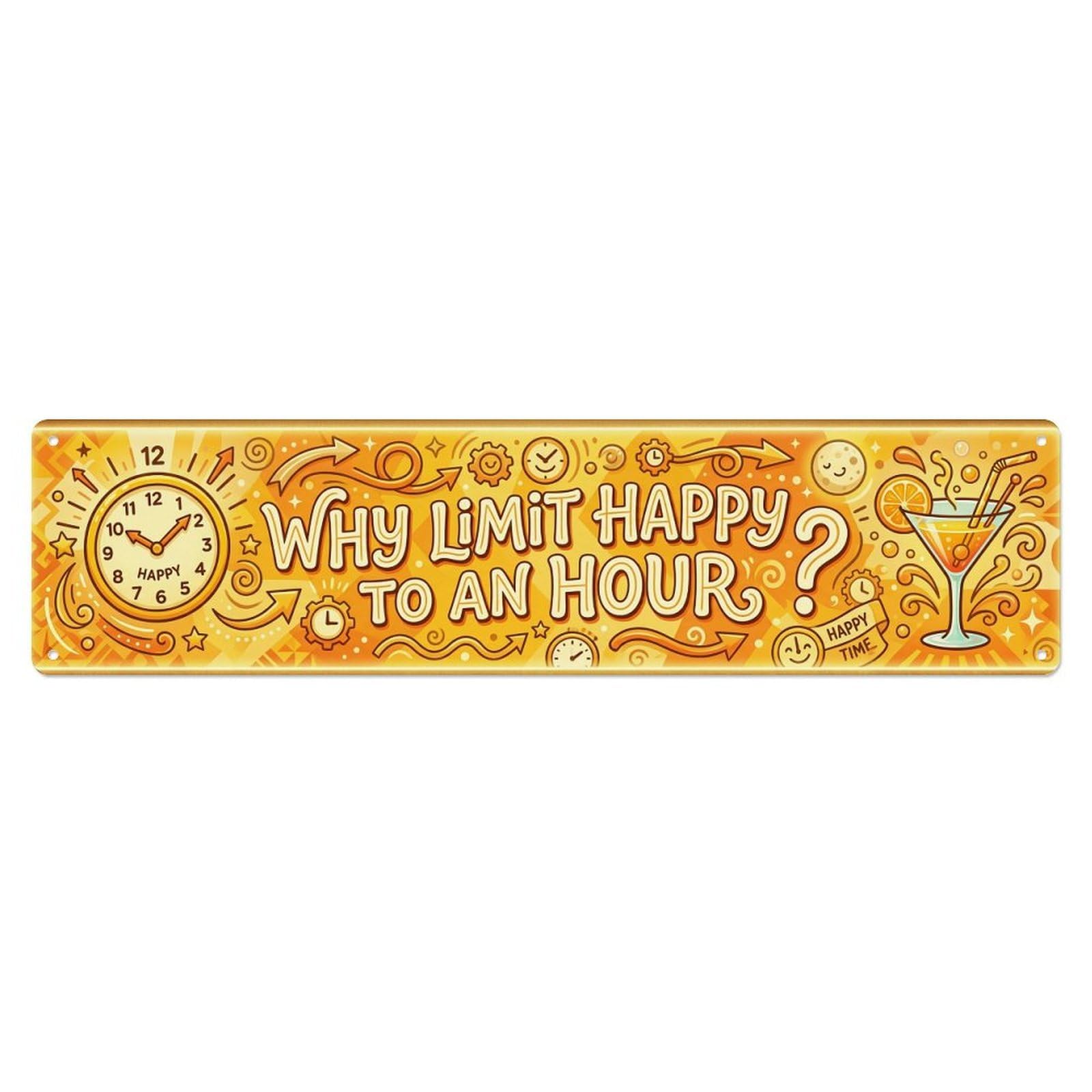 Happy Hour Lounge Beverage Metal Tin Sign Plaque Wall Decor for Cafe, Club Bar, Office, Home Garden Metal Poster 4x16Inch