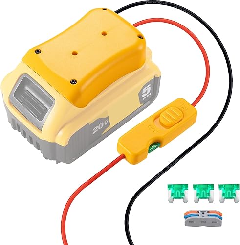 Adaptador de batería actualizado de 20 V para Dewalt Adaptador de batería de 20 V, diseño todo en uno del fusible e interruptor, kit de convertidor