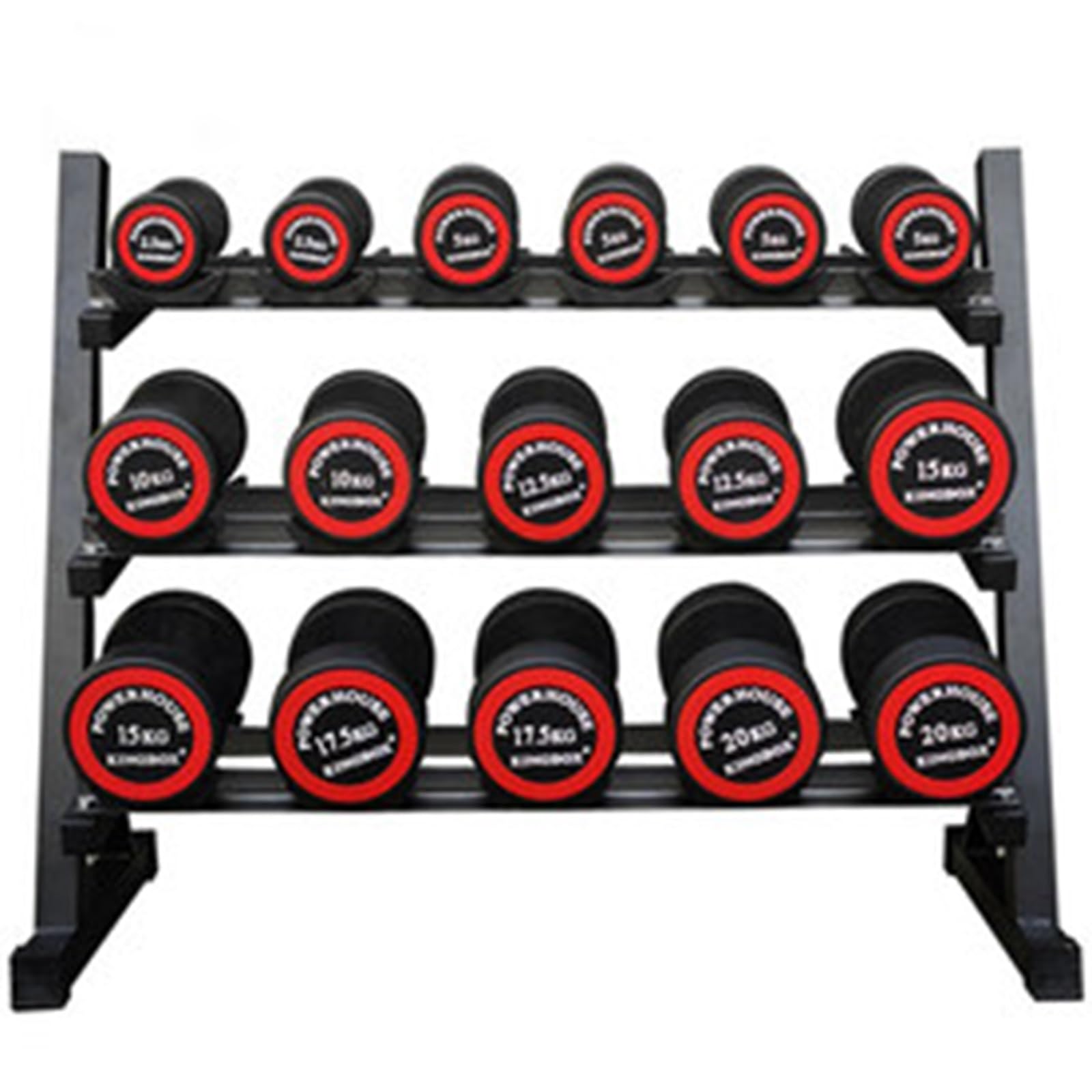 275kg Dumbbell Weight Set with 3-Tier Storage Rack 10 Pairs of Pure Steel Rubber Wrapped Dumbbells for Home