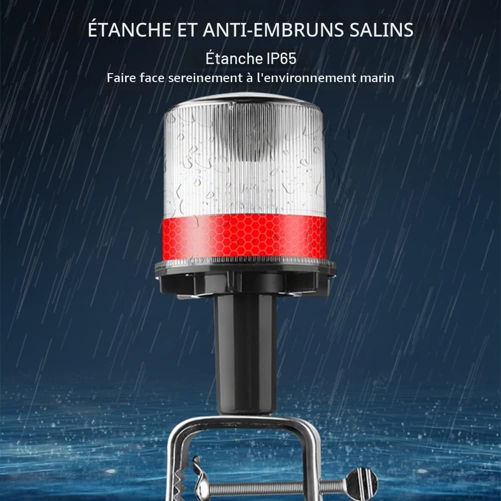 DYK&NX Marine LED Feux de Navigation de Bateau avec Source de Lumière Solaire, Conception étanche IP65, Facile à Installer (Color : White)