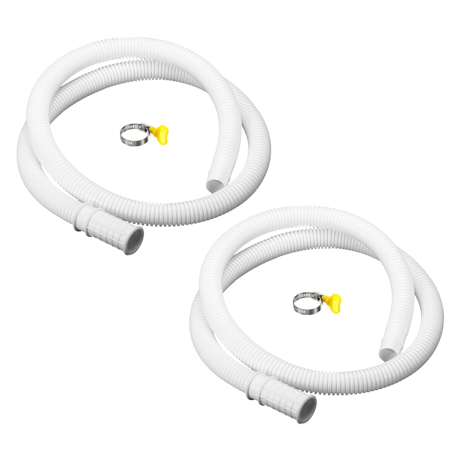 MECCANIXITY Universal Air Conditioner Drain Hose 16mm ID 3.3ft with Clamp for AC Units Washing Machine, White Pack of 2