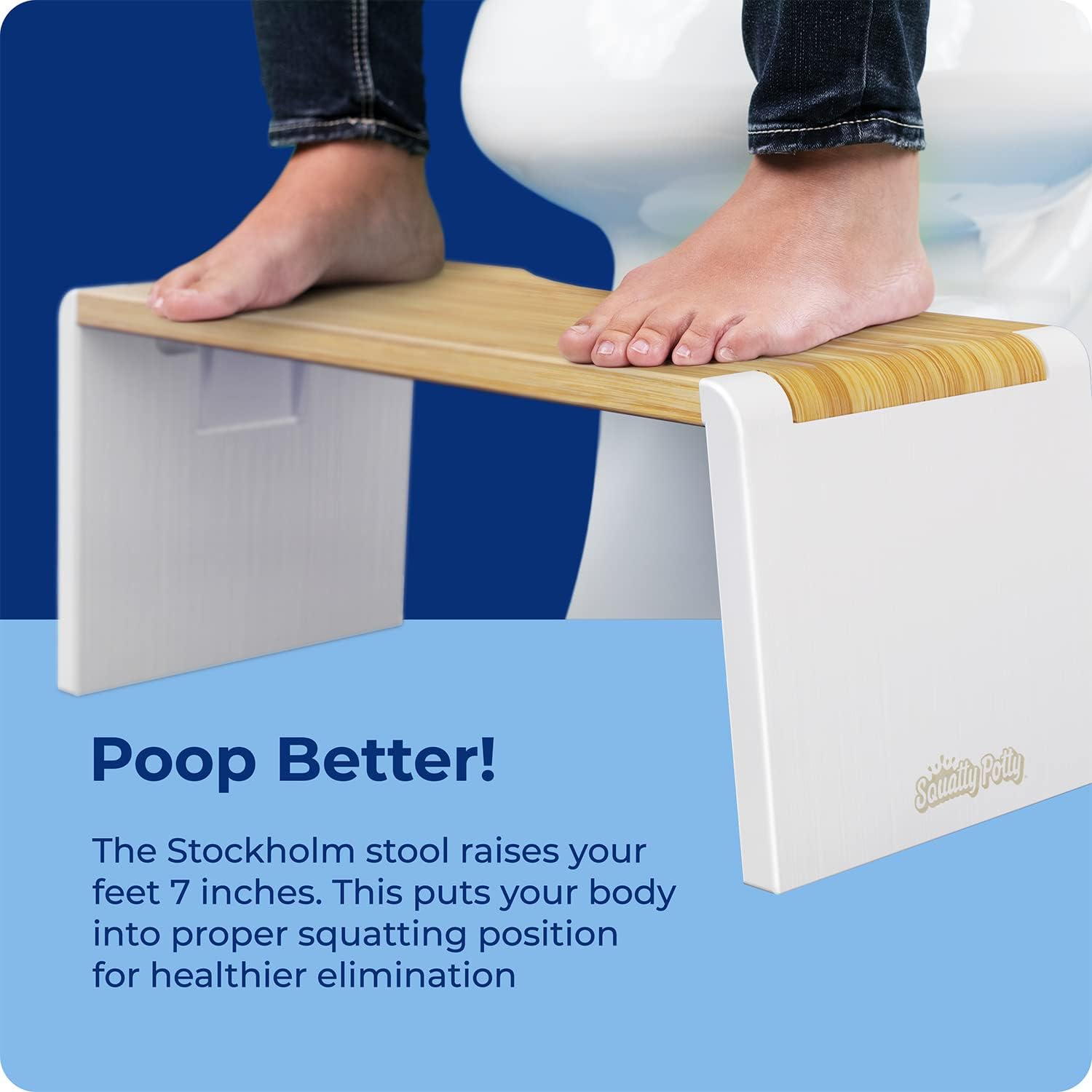 Squatty Potty Stockholm Pliante Bambou Toilettes Tabouret, 7-Pouce Pliable, Brun et Blanc