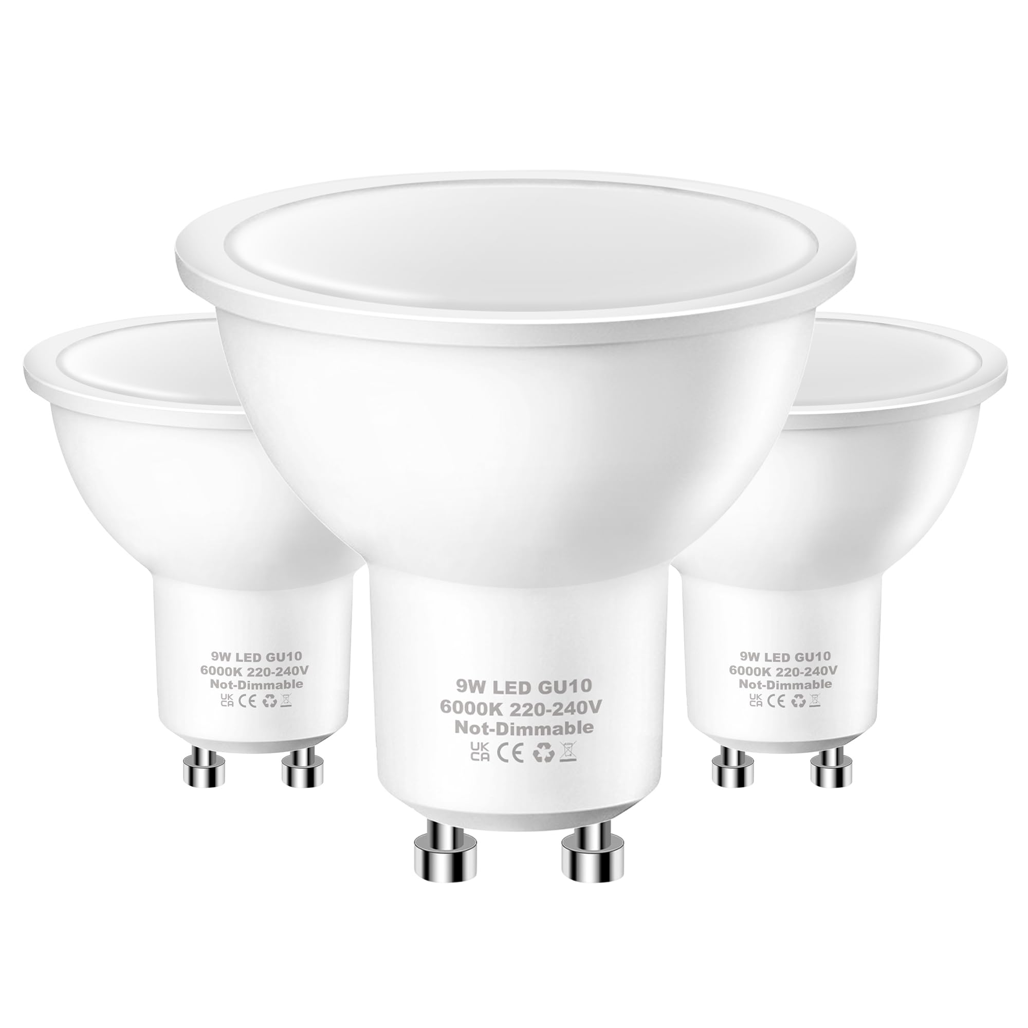 EvaStary LED GU10 Bulbs 80W Equivalent, 9W GU10 Spotlight Light Bulb 6000K Cool White, 805LM Energy Saving LED Bulbs