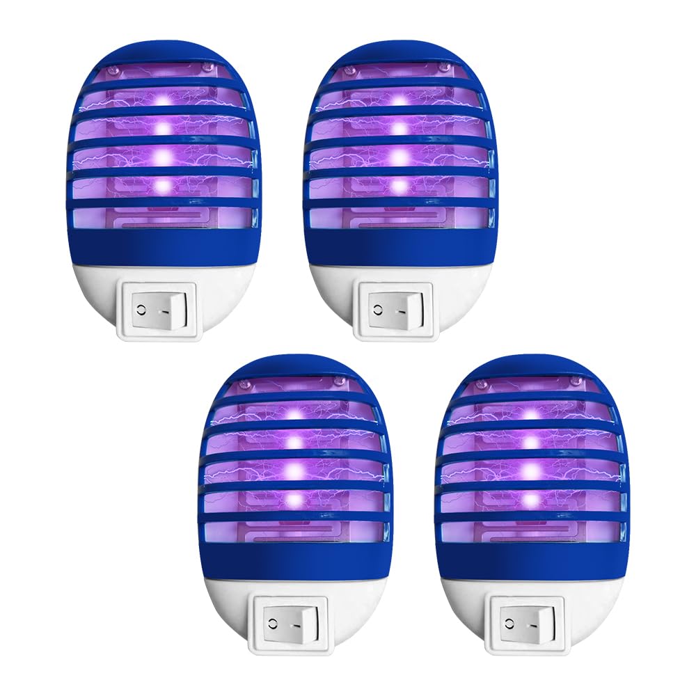4 Piezas Lámpara Antimosquitos, Matamoscas Eléctrico, Lámpara Antimosquitos con Luz UV, Trampa Eléctrica para Mosquitos, Protección contra Mosquitos de Enchufe para Moscas, Mosquitos, Polillas, para