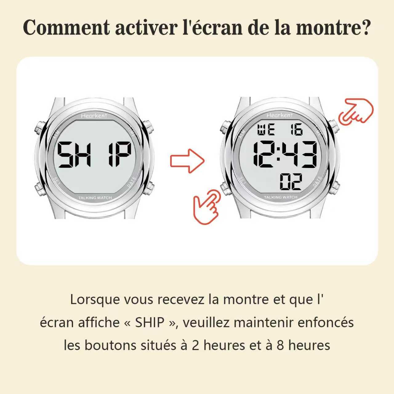 Hearkent Montre parlante numérique pour Femme avec Voix française agréable, écran LCD à Grands Chiffres, pour Personnes malvoyantes, âgées ou aveugles