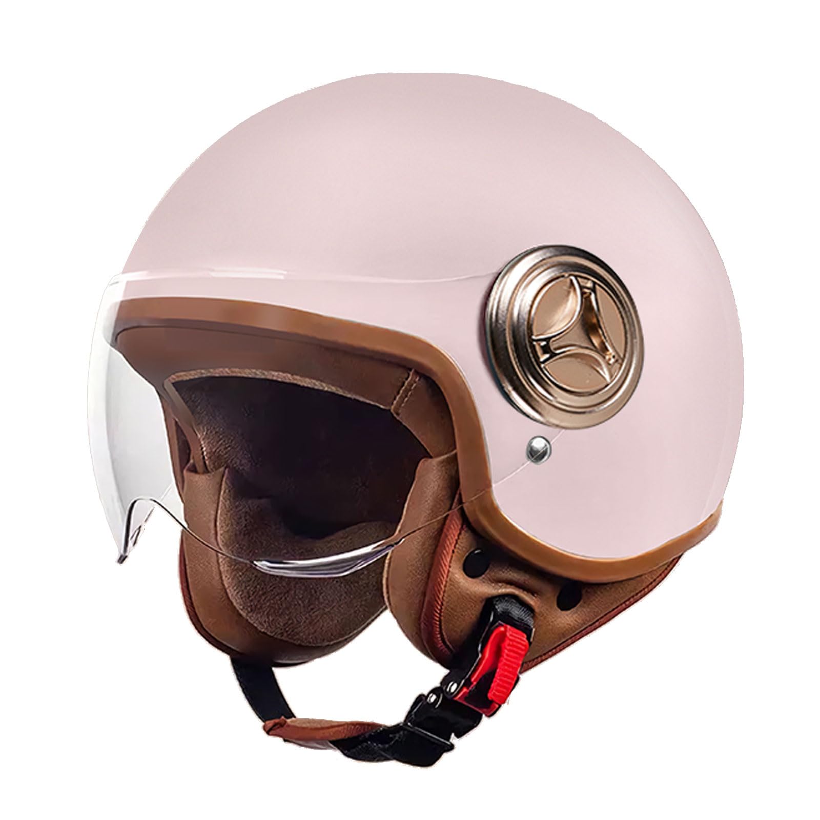 Elektryczny kask motocyklowy, zabytkowe kaski motocyklowe Jet Zatwierdzone w DOT Retro 3/4 otwarty kask półtwarzowy do skutera motoroweru ATV Street (54-61 cm),T