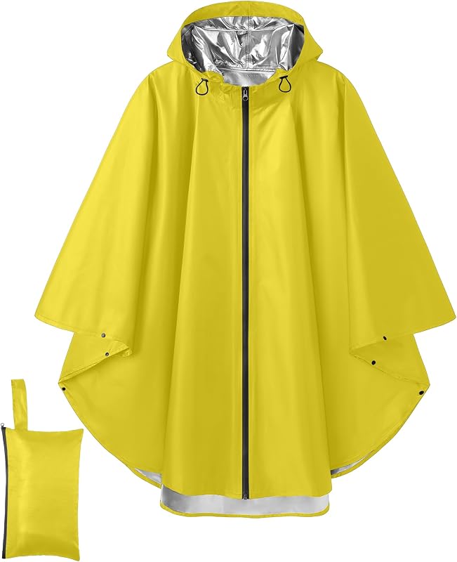 Rain Ponchos for Adults Full Zip Lightweight Rain Jackets Waterproof Packable Raincoats with Hood Hiking Camping
