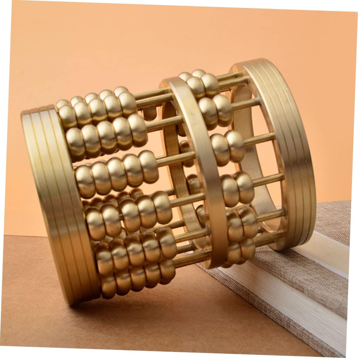Ciieeo Brass Abacus Pen Holder Decorative Desk Stationery Mini Craft for Home Office