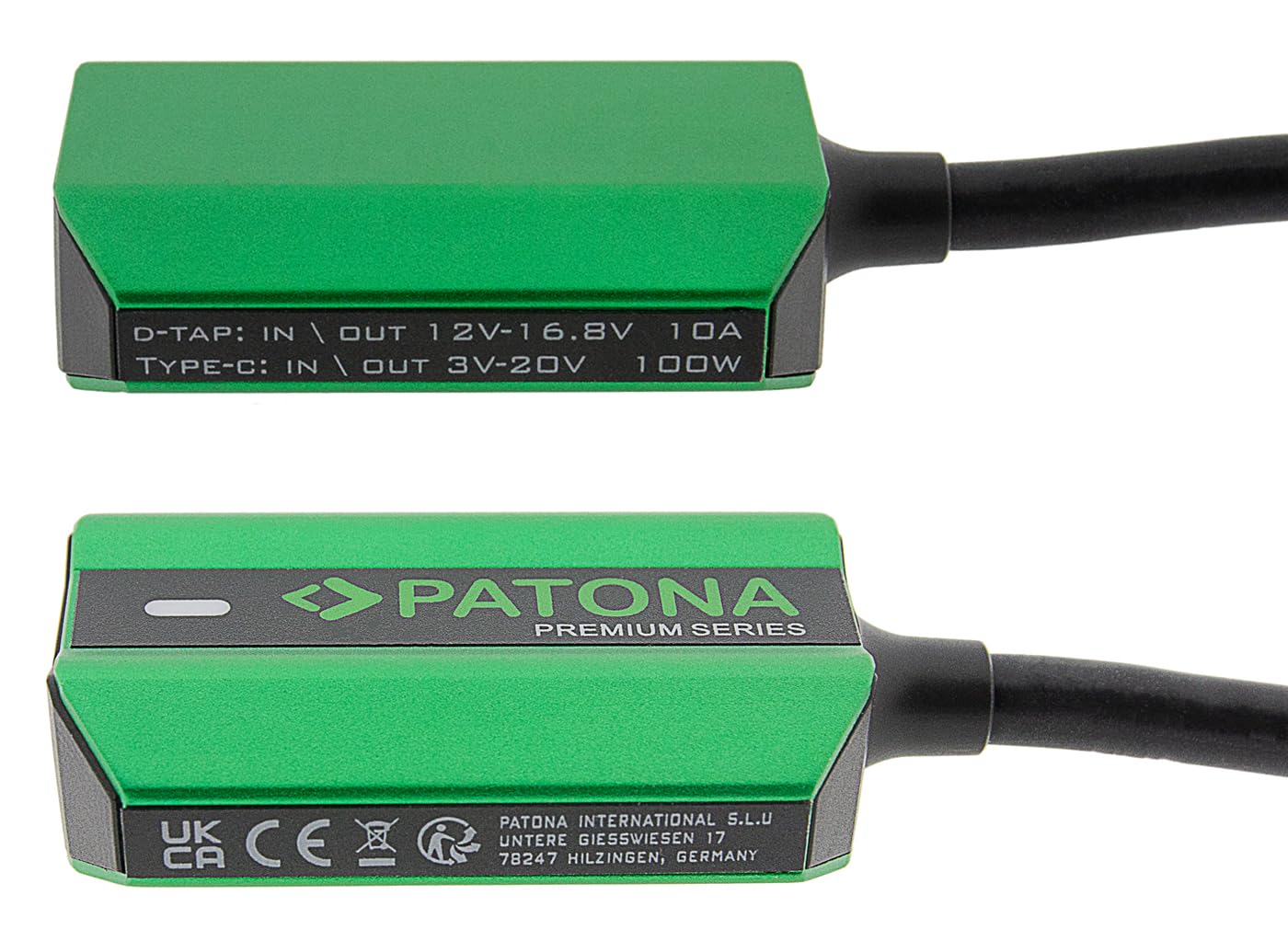 PATONA PD 100W Adattatore Bidirezionale D-Tap/USB-C – carica dispositivi USB-C da batterie V-Mount o batterie V-Mount da alimentatori USB-C PD – con BMS e sonda di temperatura – solo 66g