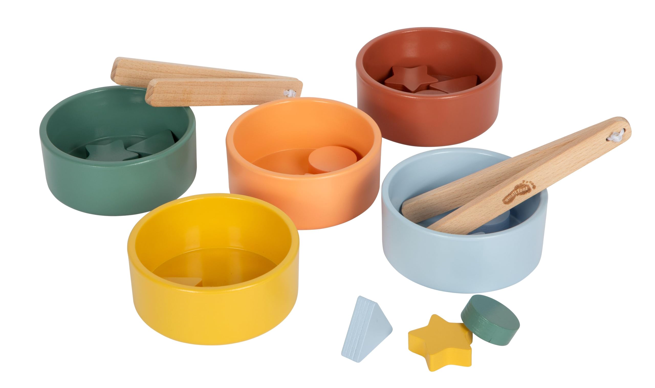 small foot Montessori sorting game with pliers, consisting of FSC® 100%-certified wood, with 5 bowls & 15 sorting elements, for ages 1 year & up, 12814