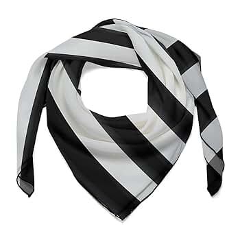 JTKBNVM Black And-White Stripes Silk Scarf Head Scarf 27 X JTKBNVM Black And-White Stripes Silk Scarf Head Scarf 27 X
