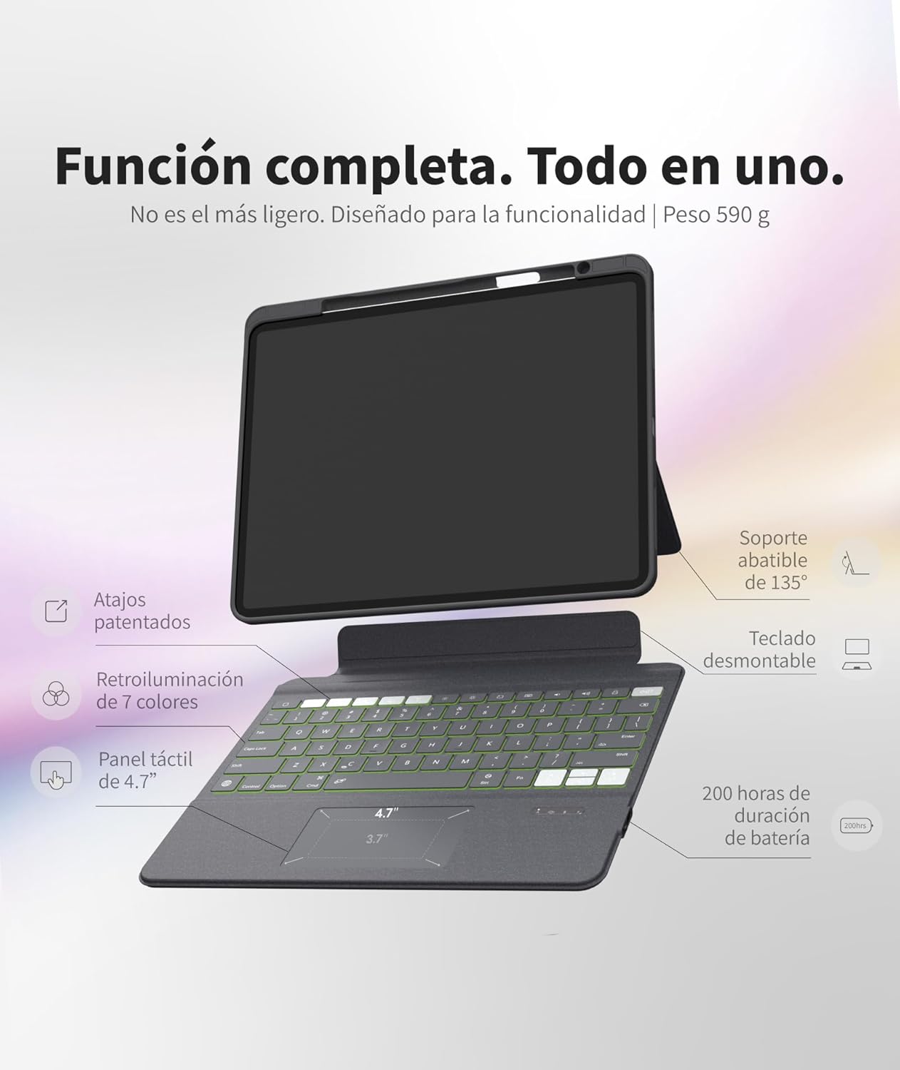 EIP Magnetix Keyboard Case for iPad Air 11 inch M3/M2 (2025/2024), 5th/4th Gen, iPad Pro 11" 1-4th, with Patented Stylus Shortcuts, Adjustable Stand, Detachable Keyboard, Backlit [Not for Pro 11 M4]