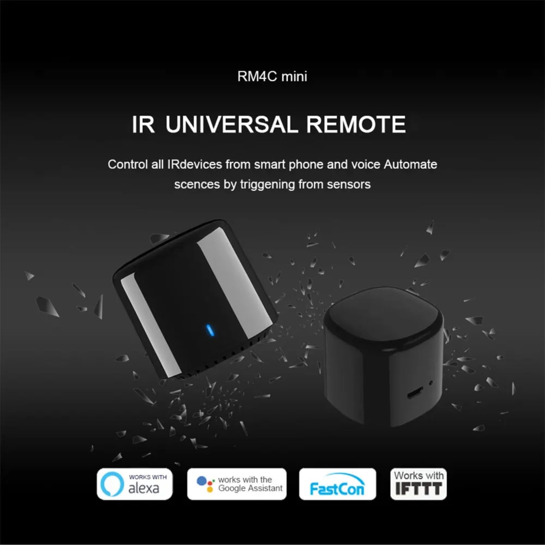 RM4C mini Wi-Fi IR Blaster Controllo vocale remoto universale intelligente con Google Home e Alexa Smart Home HUB APP Broadlink.(solo Wi-Fi a 2,4 GHz).