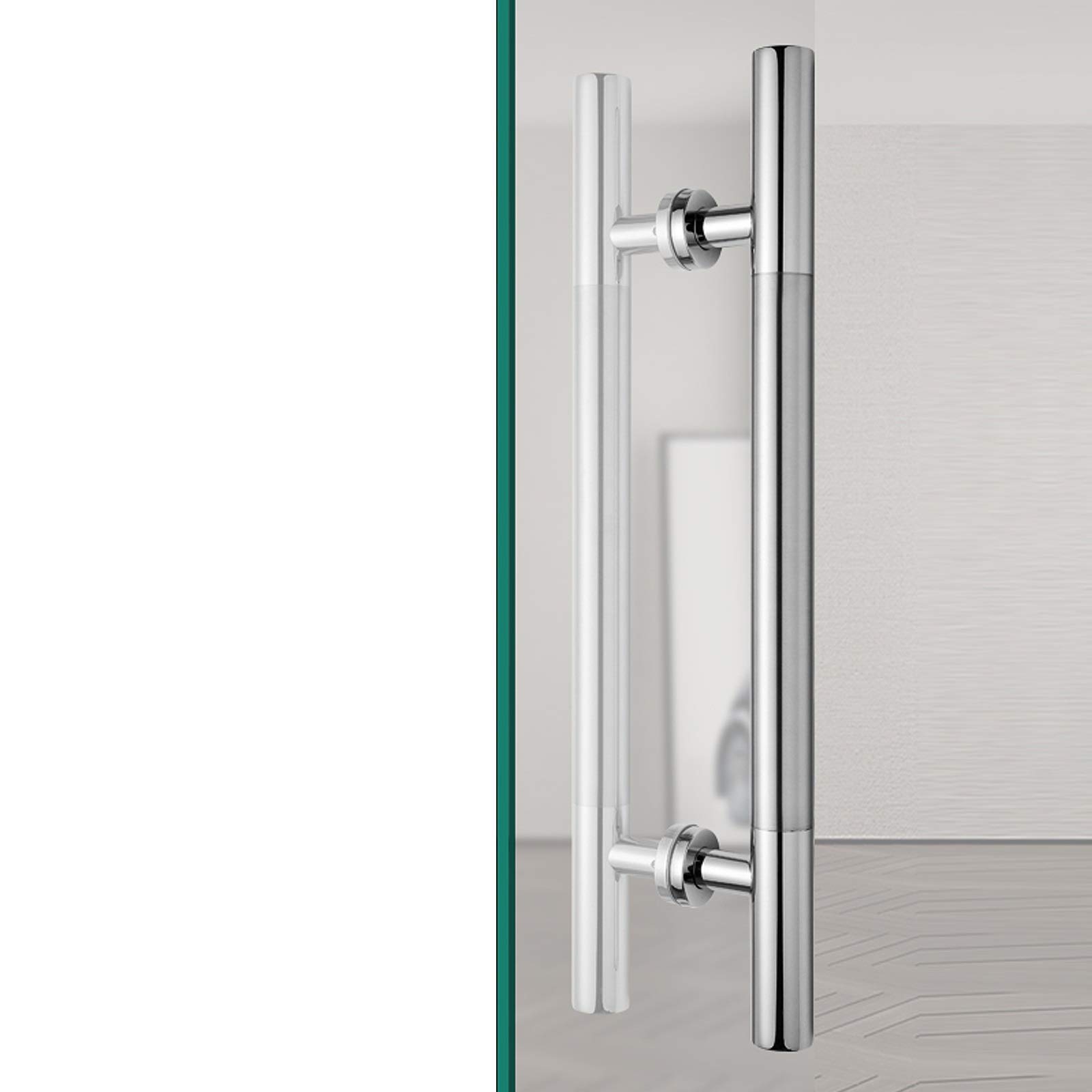 Poignée de porte en verre double face en acier inoxydable argent 600x400mm