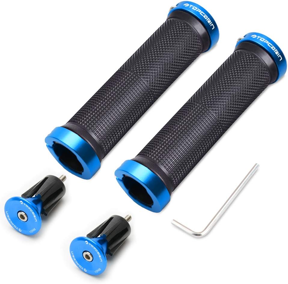 TOPCABIN Bicycle Grips,Double Lock on Locking Bicycle Handlebar Grips Rubber Comfortable Bike Grips for Bicycle Mountain BMX