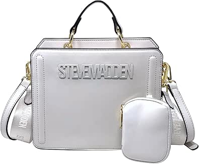 Steve Madden Bwebber Convertible Tote Bag Black White Faux Leather DT622800 - Used