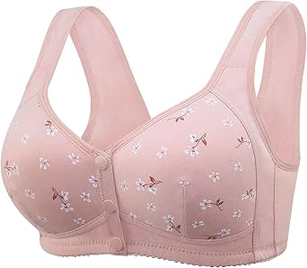 Convenient Front Closure Bra Comfortable Cotton No Underwire Front Closure Bras for Medium Elderly Ladies