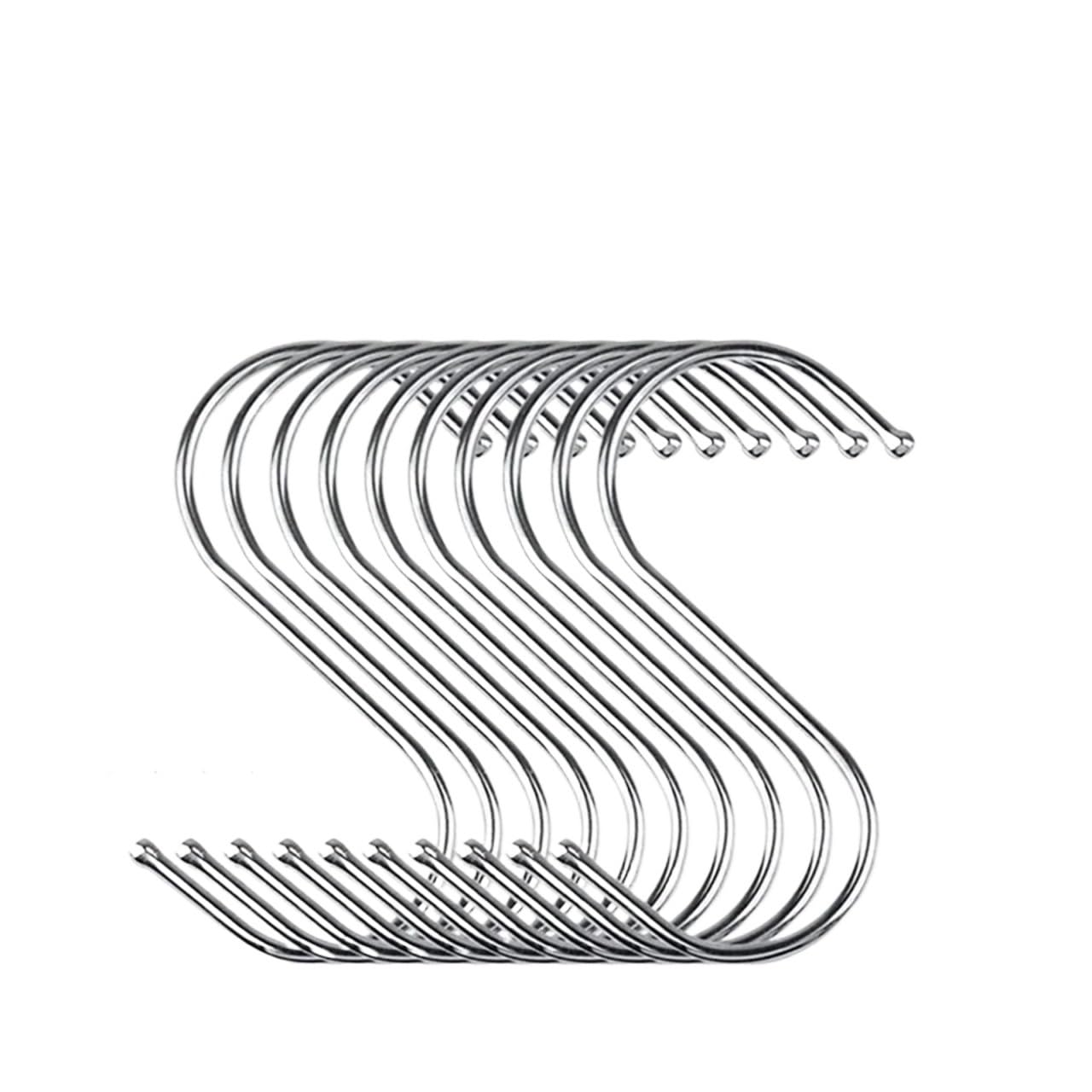 Ganchos en forma de S de Metal plateado, ganchos en forma de S de acero inoxidable for cocina, baño, bolsas, ropa, toallas, soportes colgantes de plantas, 100/10 Uds.(Small 5.5cm,100PCS)