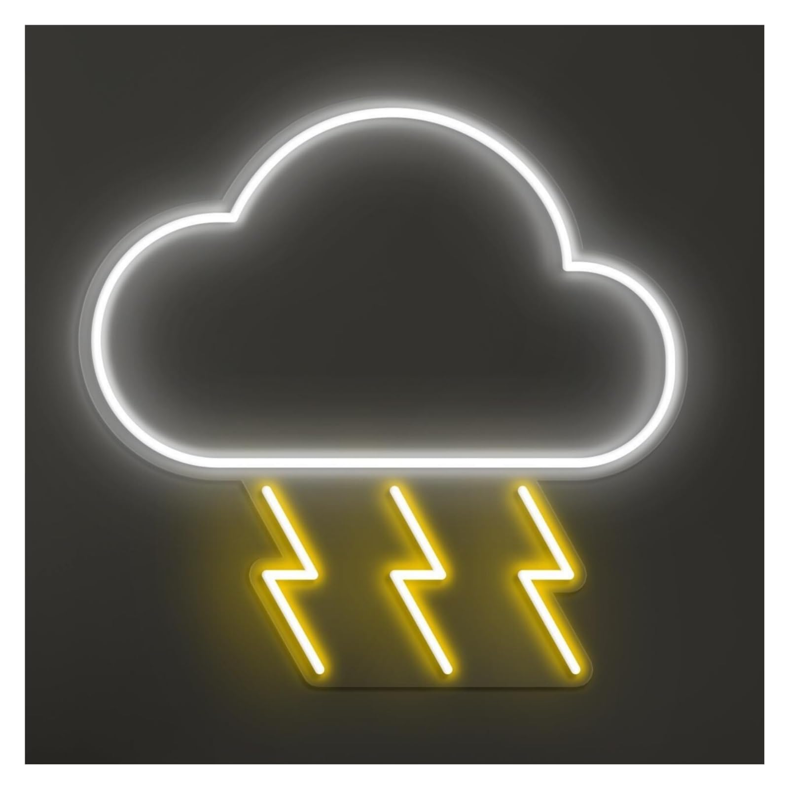 Rongch One Color Hanging Art Signs Lightning Cloud Neon Sign Handmade, Suitable For Home Stormy Vibes Decor With Brightness Adjustable 38Cm