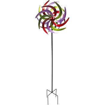 XXL Metall Windrad 2m bunt Windspiel Doppelwindrad Gartenstecker Gartendeko Deko