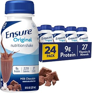 Ensure Original Nutrition Shake with 9 grams of protein, Meal Replacement Shakes, Milk Chocolate, 8 fl oz, 24 Count