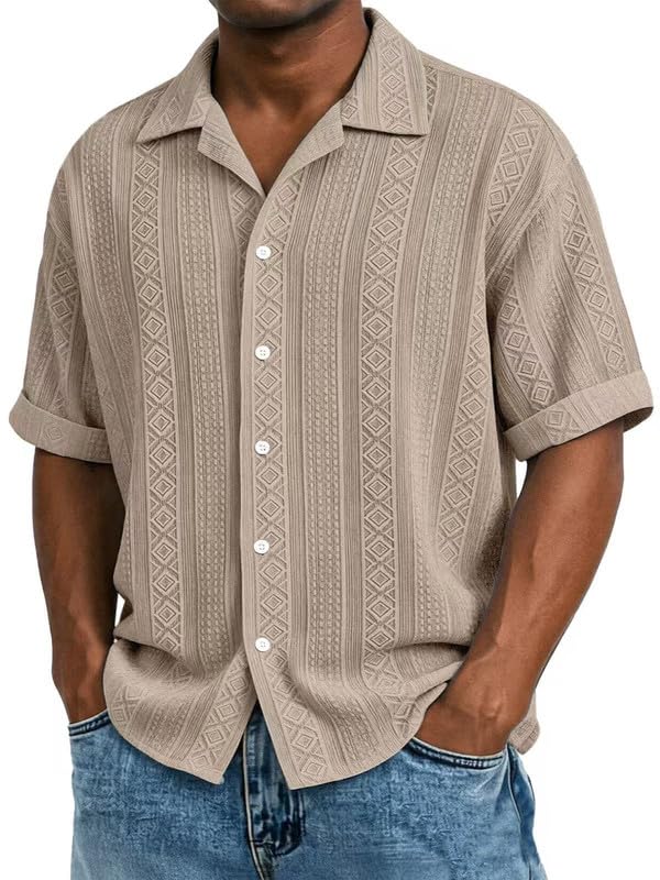 Chemise col cubain anti-transpiration pour un look d'été sans plis