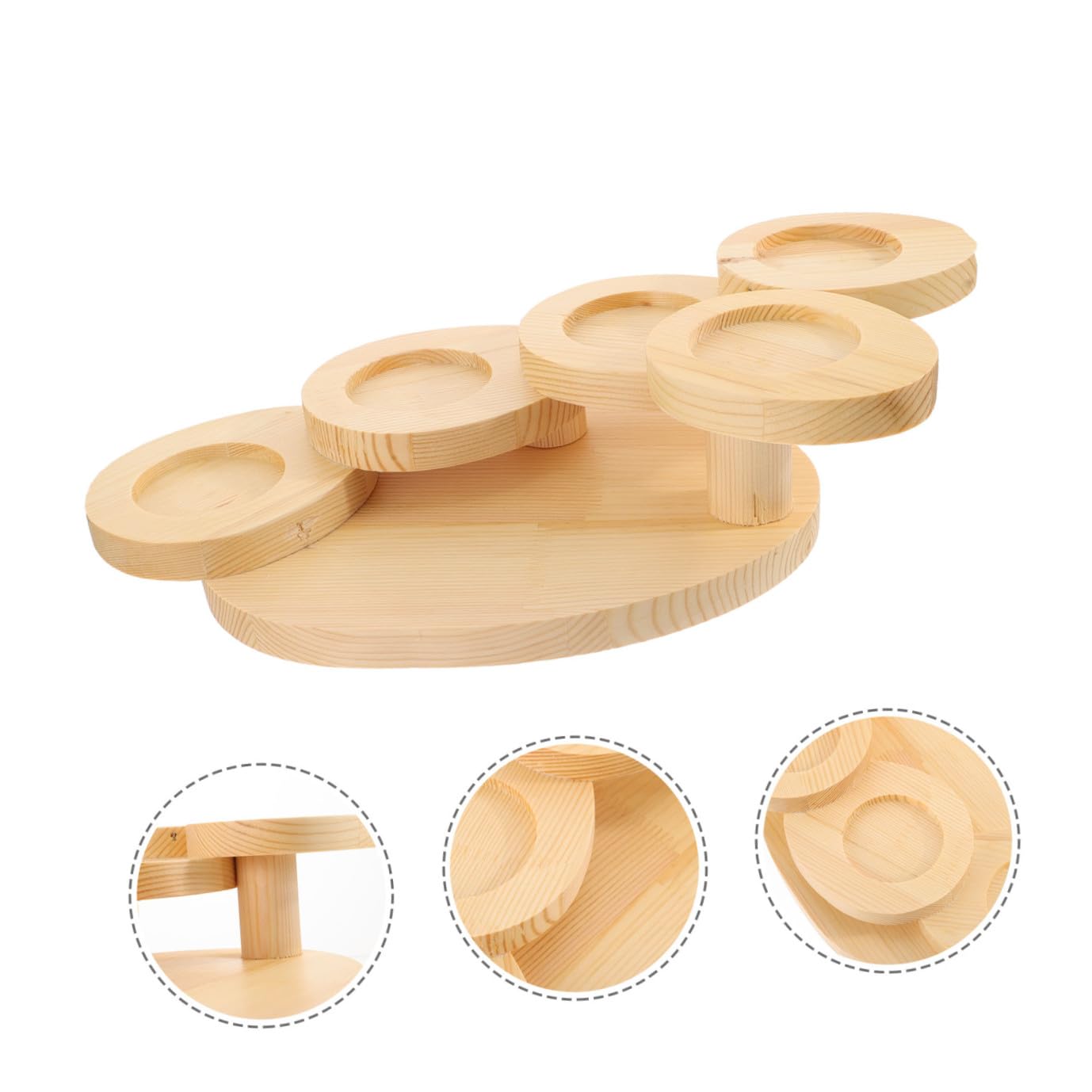 Cabilock Bandeja de Madera para Servir Sushi Diseño Escalera de Cinco Niveles, Soporte Decorativo y Funcional para Exhibir Aperitivos y Postres en Restaurantes
