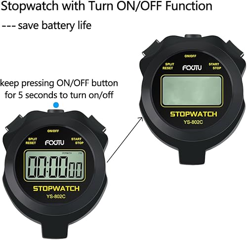 Miniatura 4 de FCXJTU Digital Simple Stopwatch Timer, No Bells, No Alarm, Simple Basic Operation, Silent, Clear Display, ONOff, Large Display for Swimming Running