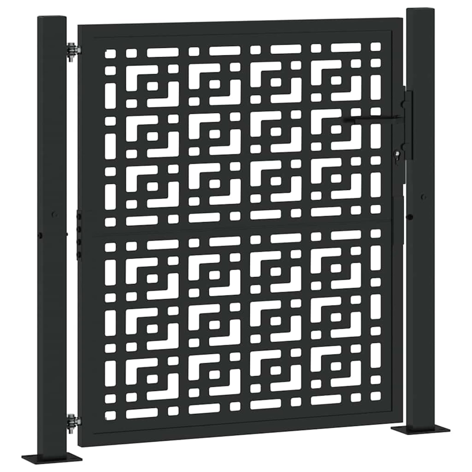 Stahl Gartentor mit Schließsystem, schwarz, 110x106cm, für Terrassen und Einfahrten - Stabiles und Elegantes Design