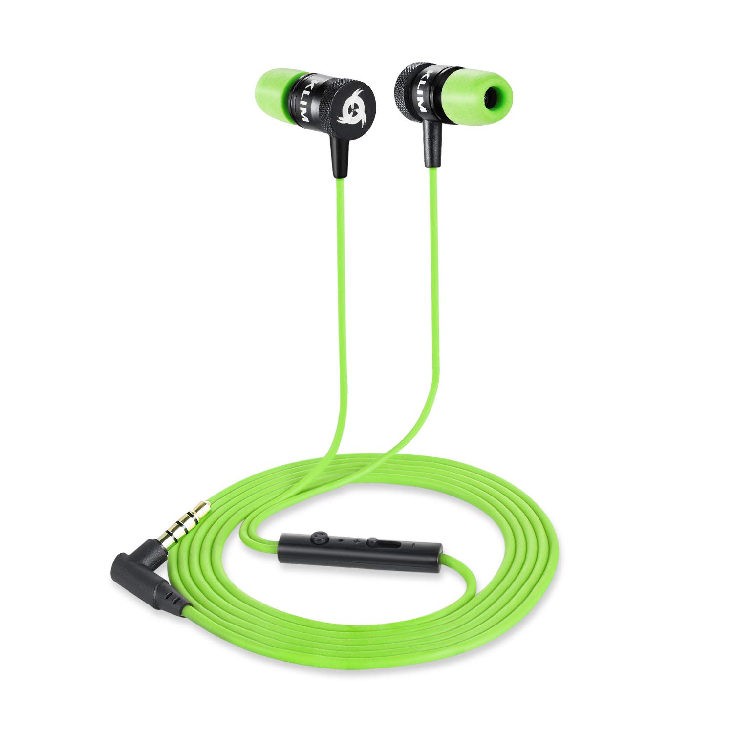 KLIM Fusion - trwałe - innowacyjne: w -arnowe słuchawki z pianką pamięci - nowa wersja - 3,5 mm Jack - Sport Gaming w słuchawkach do uszu - Zielony