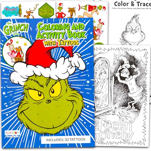 30+ Grinch Temporary Tattoos for Kids Coloring Book Party Favors Bundle image 4