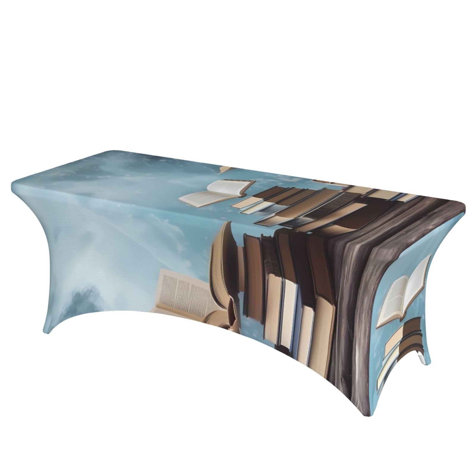 DWVTSLH 6FT Spandex Table Covers for Rectangle Tables, Wrinkle Resistant Stretch Tablecloths, Ultimate Fitted The Sky Table Cloth for Party, Wedding, Banquet