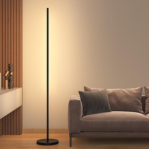 Miniatura 7 de Lámpara de pie LED de esquina, cabezal giratorio de 360°, súper brillante, 1800 lúmenes, regulable, minimalista, con control remoto, luz de esquina