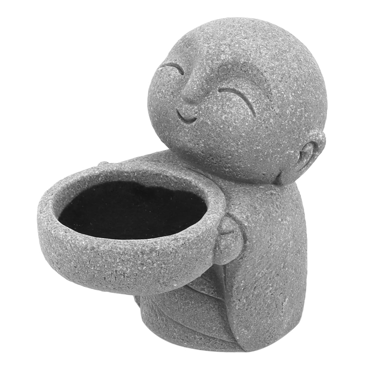 Statue Bouddha en grès imitation pierre bleue – Sculpture moine Jizo méditation zen décoration intérieur Feng Shui prospérité