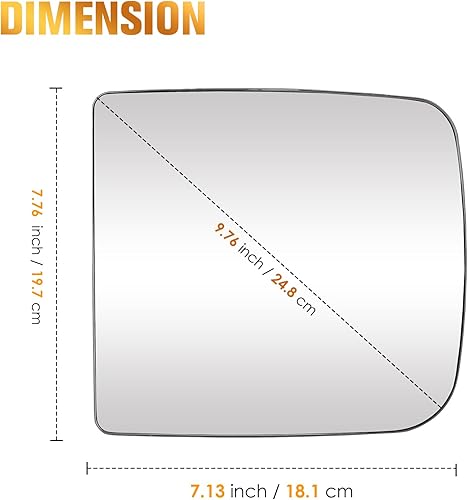 Miniatura 5 de Espejo calefactable para el lado izquierdo del conductor para Dodge Ram 1500 2009-2019, 2010-19, 2500, 3500, 4500, 5500, 68286843AA 68067727AA, solo