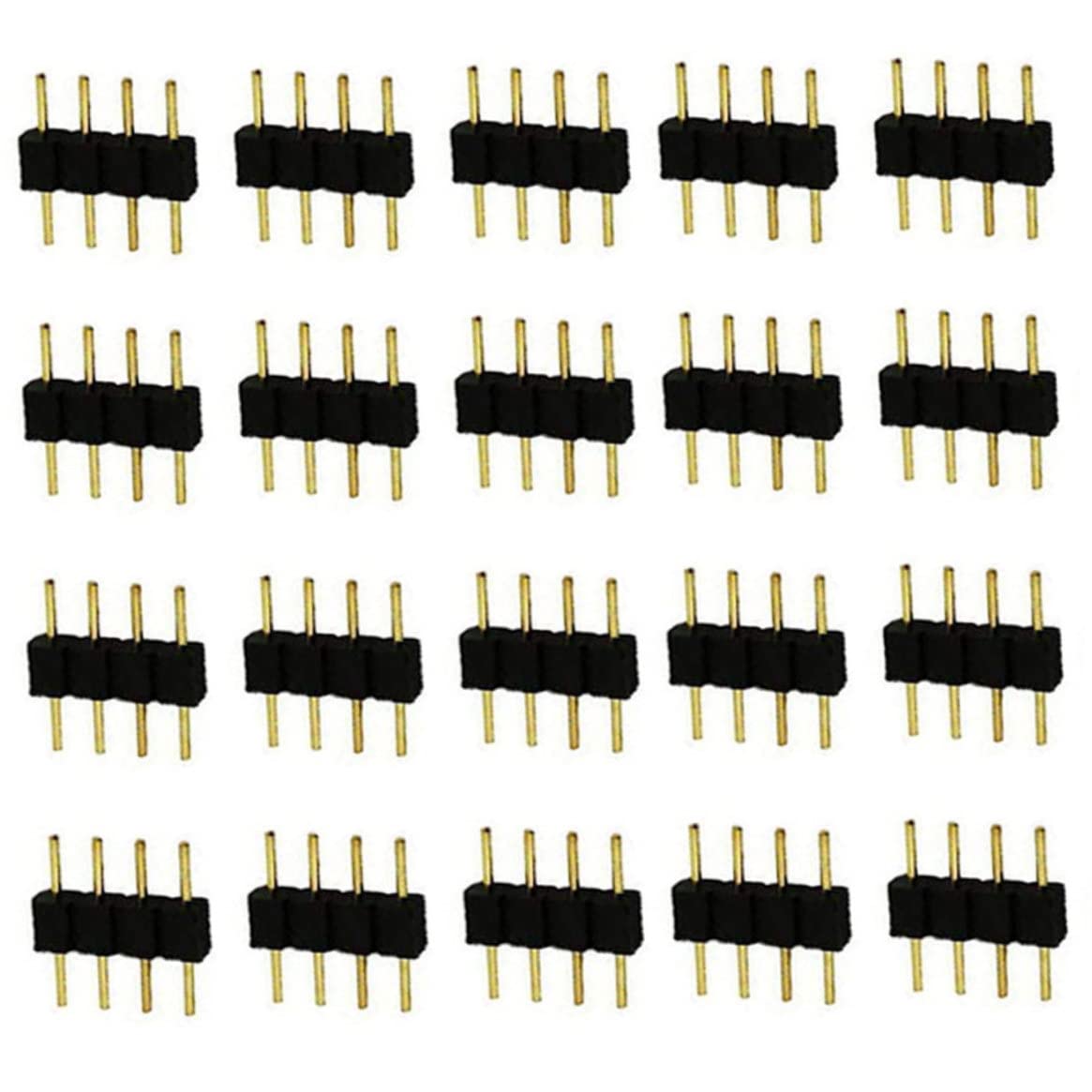 CAKEEYUM 4 Pin LED Strip Connector RGB Ribbon Connector Male to Male Adapter Plug LED Strip Accessories 20PCS 4 Pin Adapter Plug RGB