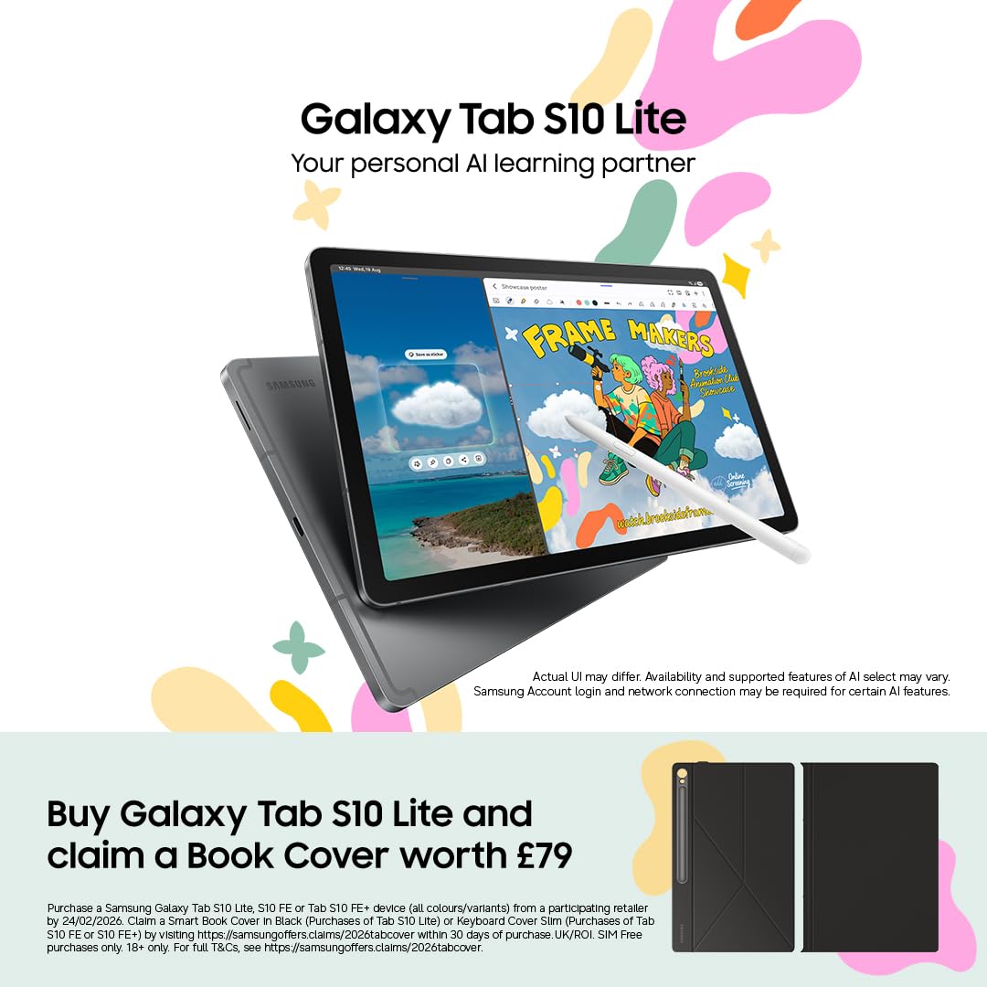 Samsung Galaxy Tab S10 Lite, AI Tablet, 6GB Memory, 128GB Storage, 10.9" 90Hz display, S Pen Included, Long Battery Life, Grey, 3 Year Extended Warranty (UK Version) — view 2
